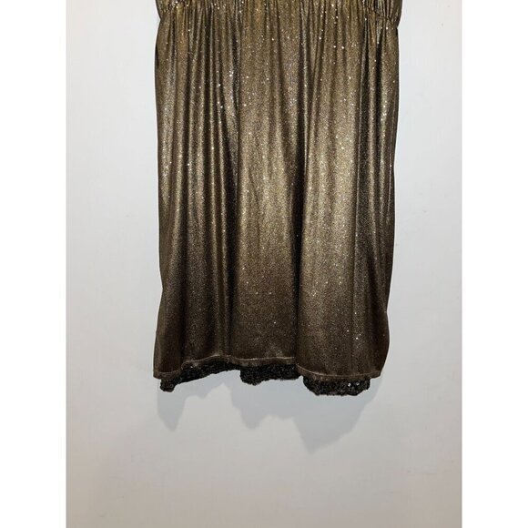 Alice + Olivia Estelle Gold Shimmer Sequin Dress Medium - Picture 4 of 10